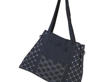 Sashiko Shoulder Bag - Navy *Complete Kit - Fabric, Thread, Needle & Instructions* From: Olympus