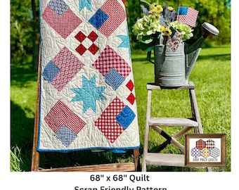 Farmhouse Flags * Scrap Friendly*Pieced Quilt Pattern* By:Juliah Tiedemann of Easy Piecy Quilts