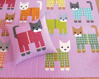 Cats in Pajamas *Pieced Quilt & Pillow Pattern*   By Elizabeth Hartman