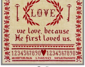 Love Sampler *Counted Cross Stitch Pattern* By: Karina Hittle  Of Artful Offerings