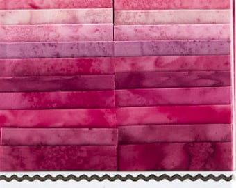 Precious Pink - Batik Strips in Pink to Magenta Palette *Jelly Roll - 40 Pieces* From: Island Batik