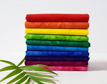 Lava Tonal Solids Batiks - RAINBOW *Fat Quarter Bundle - 10 Pieces* From: Anthology Fabrics