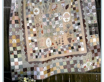 Where Wildflowers Grow *Folk Art Applique and Hand-Embroidery Quilt  - Sewing Pattern* From: Hatched and Patched