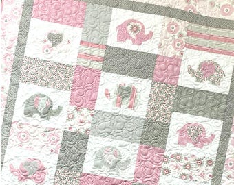 Ellie Baby Quilt *Pieced and Applique Baby Quilt Pattern*   By: Susan Adams of Quilted Heartz