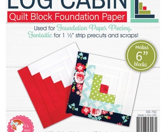 Log Cabin Quilt Block Foundation Paper (6 in Finished - Precut & Scrap Friendly) By: It's Sew Emma  ISE-752