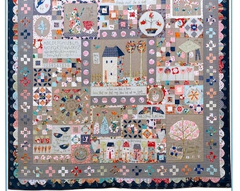 Where We Love Is Home *Folk Art Applique and Hand-Embroidery Quilt  - Sewing Pattern* From: Hatched and Patched