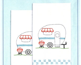 Camper Decorative Hand Towels *Stamped for Cross Stitch & Embroidery* From: Jack Dempsey Needle Art