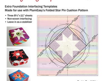 Folded Star Pin Cushion **Interfacing Templates 3-Pack** Pattern NOT INCLUDED* From: PlumEasy Patterns