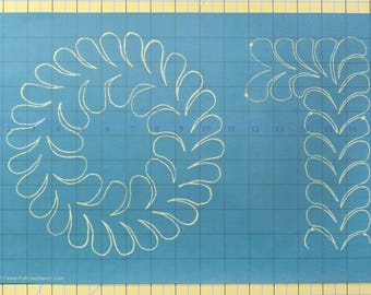 Feather Wreath and Easy Feather Border *Reusable Pounce Chalk Stencil**Full Line Stencil for Quilt Marking* From: Full Line Stencil.com