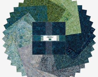 Shoreline *Batik Layer Cake (10x10) - 10 Karat Gems - 42 Pieces* From: Wilmington Fabrics