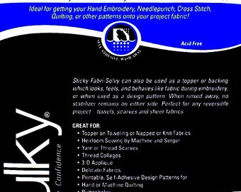 Sticky Fabri-Solvy  *Printable* Self Adhesive - Fabric Like - Water Soluble Stabilizer  By: Sulky