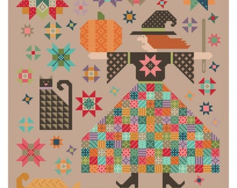 The Quilted Witch *Counted Cross Stitch Pattern*  By: Lori Holt of Bee In My Bonnet Co. - It's Sew Emma