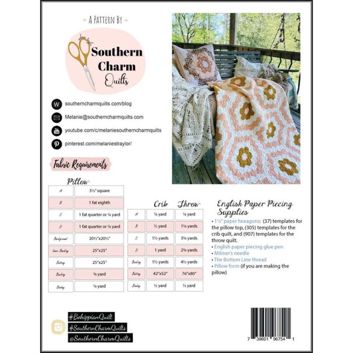 Bohippian *english Paper Piecing Quilt Pattern* By: Southern Charm ...