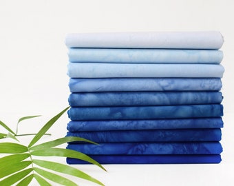 LAVA SOLIDS "SKY" tonal  (10) Fat Quarters, 100% Cotton  - Anthology Fabrics  lavafatq-5