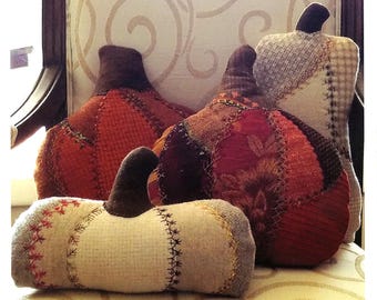 Crazy Pumpkin Trio - Textured Stuffed Pumpkins for Fall - Sewing Pattern  By Sew Cherished  #SCH121