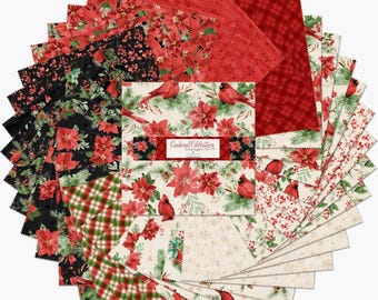 Cardinal Celebration - 10 Karat Gems *Layer Cake (10x10) - 42 Pieces* From: Wilmington Prints