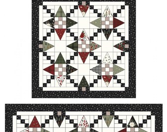 Little Spruce Table Combo - Pieced Table Runner & Topper Pattern By: Quilted Heartz