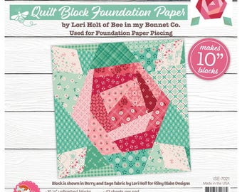 Paper Roses Quilt Block Foundation Paper (10 in Finished) By: It's Sew Emma  ISE-7021