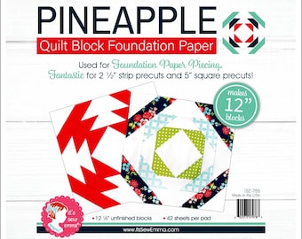 Pineapple Quilt Block Foundation Paper (12 in Finished-Jelly Roll & Layer Cake Friendly) By: It's Sew Emma  ISE-755
