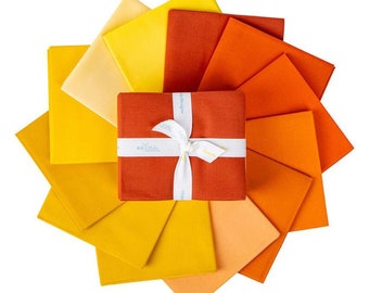 Confetti Cotton Solids - Orange & Yellow *Fat Quarter Bundle - 12 Pieces*  By Riley Blake  FQ-ORA120-12