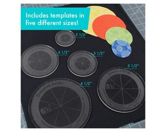 Rotary Cutting Circles Template Set - 5 Pcs *Acrylic Template Ruler* By: Creative Grids CGRCRCL