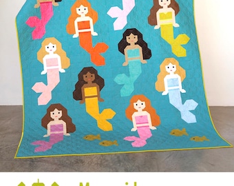 Mermaids *Pieced Sampler Quilt Pattern-Fat Eighth & Fat Quarter Friendly* By: Elizabeth Hartman  EH-082