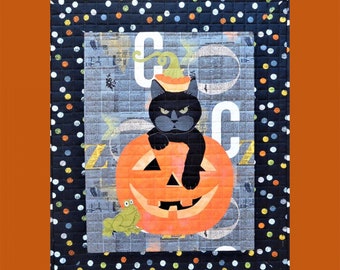 Cat O' Lantern *Wall Hanging Quilt Pattern* From: Trouble & Boo Designs
