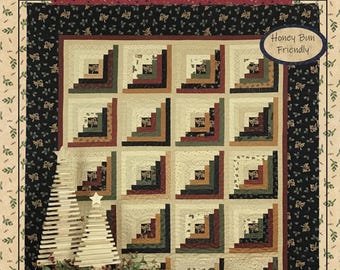 Christmas Cabin*Pieced Log Cabin Quilt Pattern - Honey Bun Friendly * By: Kansas Troubles Quilters