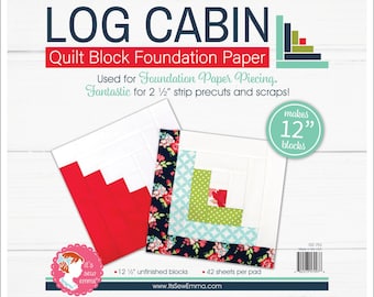 Log Cabin Quilt Block Foundation Paper (12 in Finished-Jelly Roll Friendly) By: It's Sew Emma  ISE-753