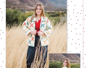 Quilted Jacket *Sewing Pattern - One-Size Fits Most - Uses a "Cheater" Quilt Fabric* By: Claire McKinlay Root & Paula Devey McKinlay