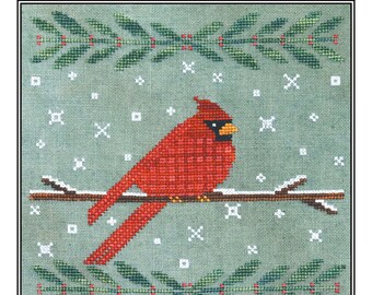 Wintertide Cardinal *Counted Cross Stitch Pattern* By: Karina Hittle  Of Artful Offerings