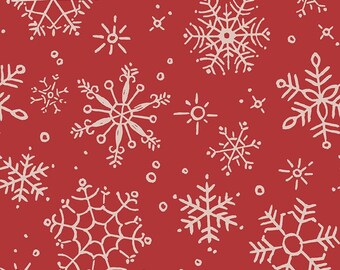 Wide Back "Magical Winterland Snowflake - Barn Red"  *3 Yard Cut*  By: Lisa Audit for Riley Blake Designs WB15110