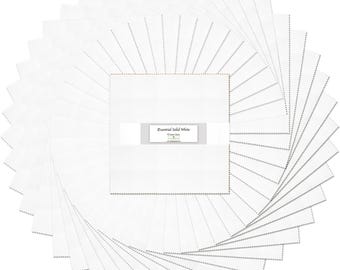 Essential Solid-WHITE 10 Karat Gems *Layer Cake (10x10) - 42 Pieces* From: Wilmington Prints