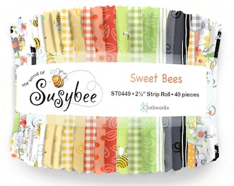 Sweet Bees II * 2.5" Strips / Jelly Roll - 40 Pieces* By Susie Bees  For Clothworks