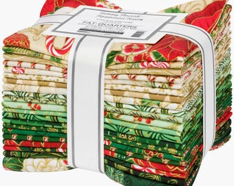 Holiday Flourish - Peppermint Twist - Pine Colorstory *Fat Quarter Bundle - 20 Pieces + Panel* From: Robert Kaufman Fabrics
