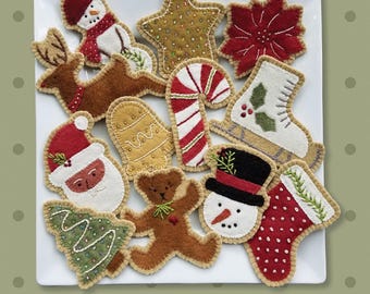 Sugar Cookie Ornaments  - Wool or Felt Ornament Pattern*  By: Bonnie Sullivan of All Through The Night