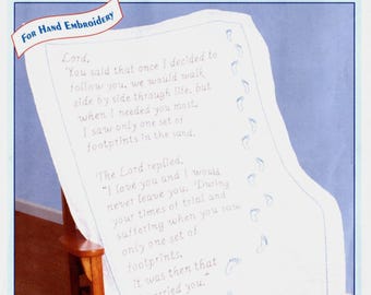 Foot Prints *Lap Quilt Top *Stamped Cross Stitch & Embroidery Fabric Panel* From: Jack Dempsey Needle Art