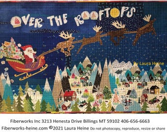 Over The Rooftops * Collage Quilt Pattern - 36" x 25" * By: Laura Heine - Fiberworks