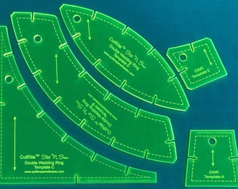 CutRite Double Wedding Ring Template Set~Using the Slit 'N Sew Method~ *Acrylic*  From: Quilter's Paradise
