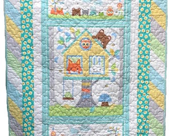 Tree House Treats *Quilt Kit* Featuring Playhouse Pals Fabrics + Pattern By: Stephanie Sheridan & Jessica Flick for Benartex