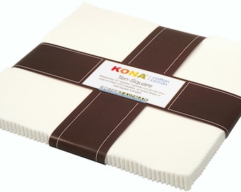 Kona Cotton Solids - Snow Colorway (Cream Colored) *Layer Cake (10x10) - 42 Pieces* From: Kaufman Fabrics