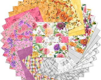 Dahlia Botanica *Layer Cake (10x10) - 10 Karat Gems - 42 Pieces* By Nancy Mink For: Wilmington Fabrics