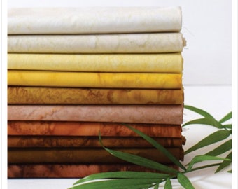 Lava Tonal Solids Batiks - GOLDEN BROWN *Fat Quarter Bundle - 10 Pieces* From: Anthology Fabrics