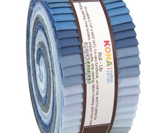 Kona Cotton Solids - OVERCAST Colorstory *Jelly Roll - 40 Pieces* From: Robert Kaufman Fabrics