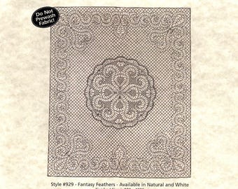 Pre-Printed Wholecloth Quilt Top "Fantasy Feathers" in NATURAL Muslin * Kit - Includes Fabric + Binding* By: Holice Turnbow for Benartex