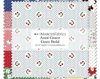 Aunt Grace Goes Bold *Layer Cake (10x10) - 42 Pieces* Designer: Judy Rothermel for Marcus Fabrics