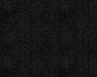 Woolies Flannel Gray Black Herringbone (MASF1841-K4) - 1/2yd Cuts By: Bonnie Sullivan - Maywood Studio