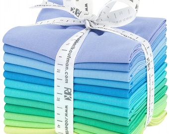 Kona Cotton Solids - Mermaid Shores Palette *Fat Quarter Bundle - 12 Pieces* From: Robert Kaufman Fabrics