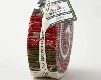 Woolies Flannel - "Holly Jolly" *Jelly Roll - 40 Pieces* By: Bonnie Sullivan - Maywood Studio