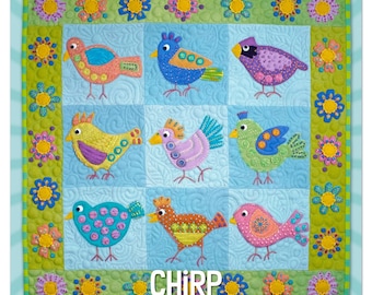 Chirp *Softcover Book *Wool Applique and Hand Embroidery Quilt* By: Sue Spargo